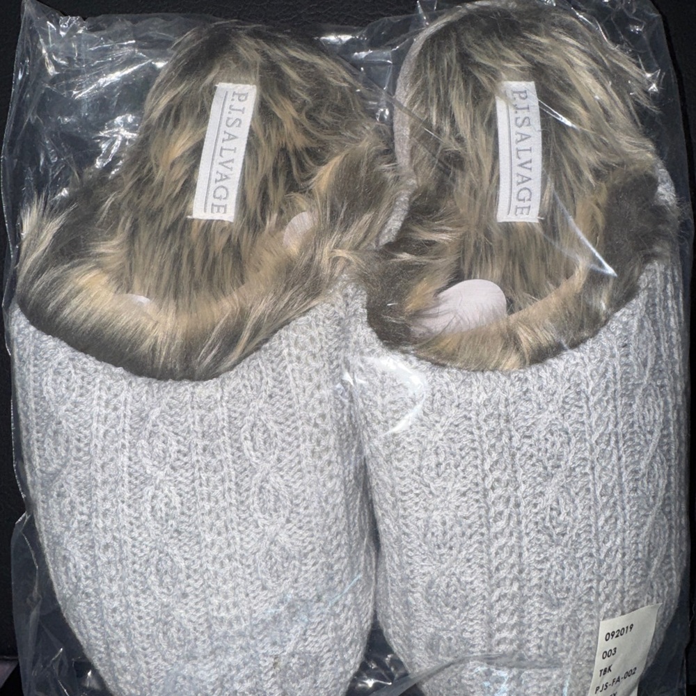 PJ Salvage Light Gray Knit Slippers